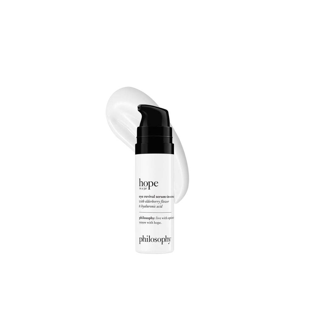 philosophy hope in a jar eye revival serum front packaging showing bottle and label for product identification and shelf appeal