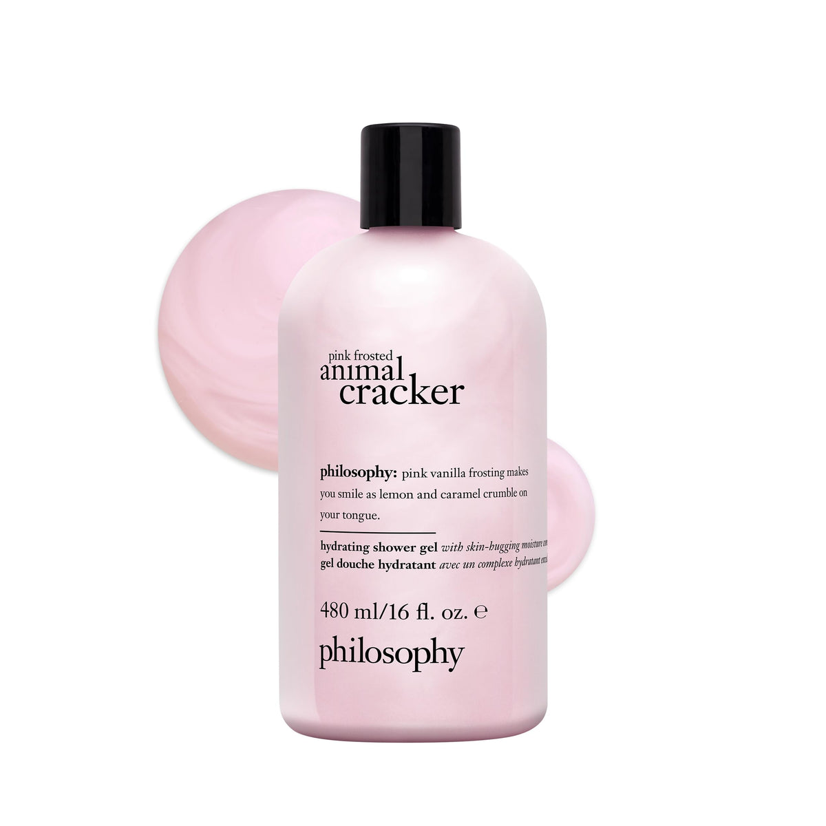 philosophy bottle front label showing product and playful scent, highlighting gentle cleansing benefit