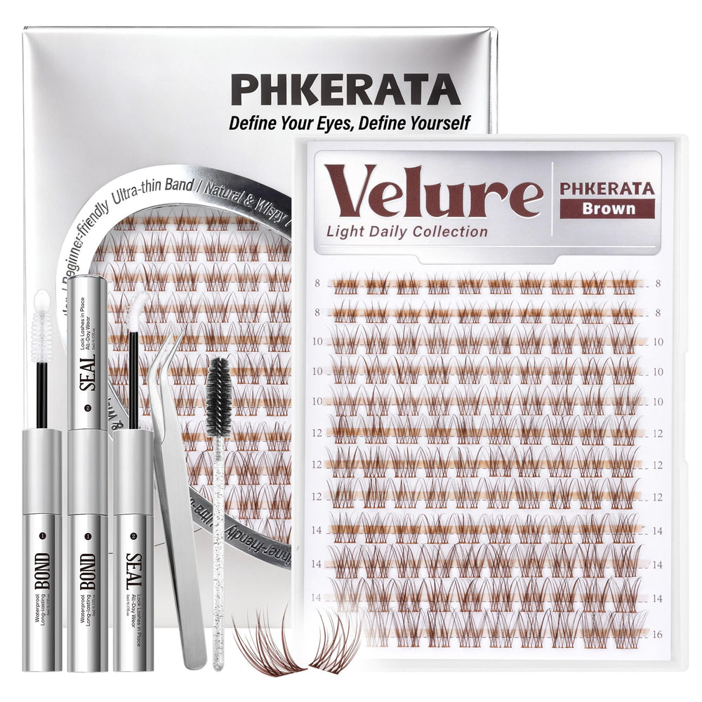 PHKERATA front packaging showing the Velure brown lash kit benefit of easy DIY styling