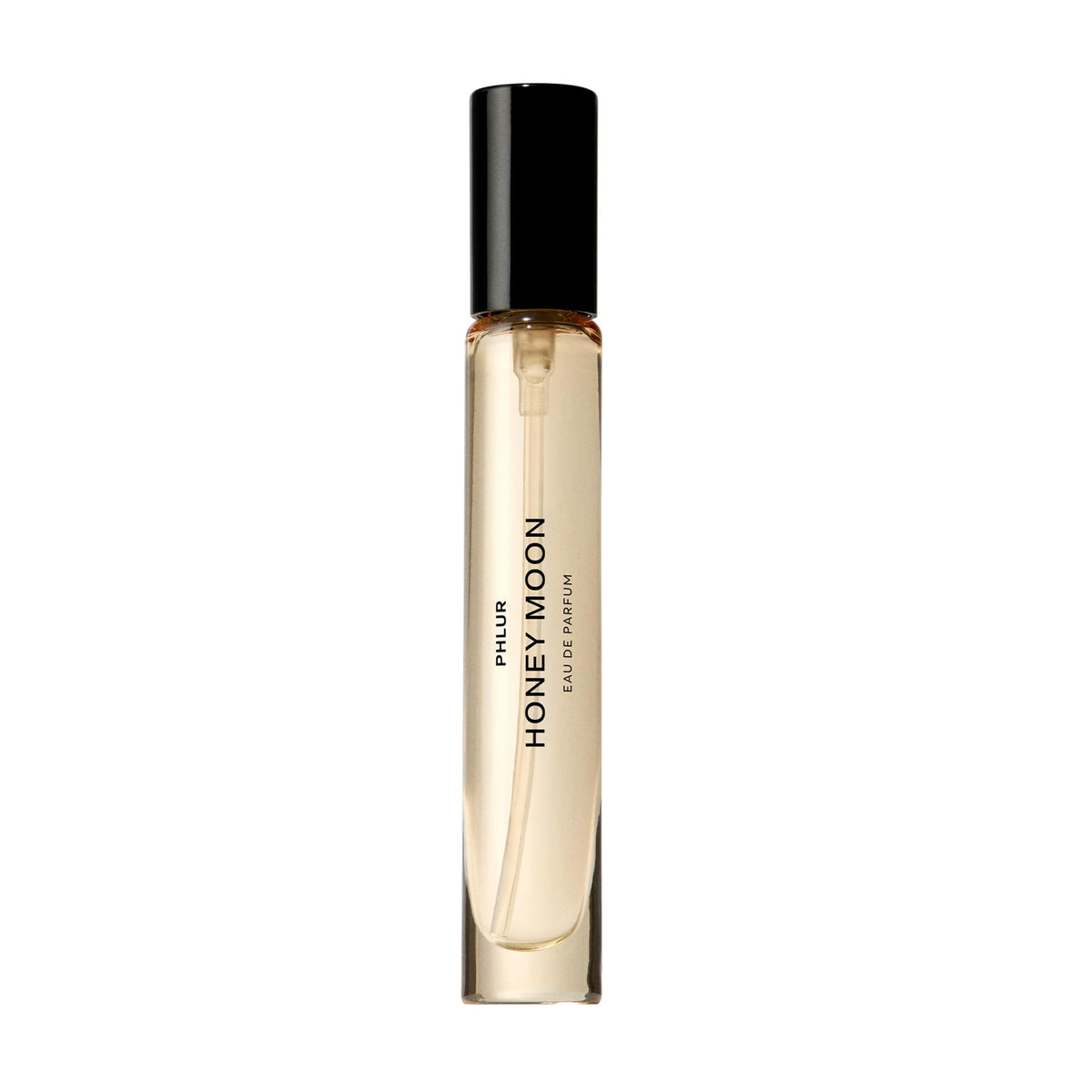 PHLUR bottle front view showing compact 9.5 mL size and elegant design, perfect for travel