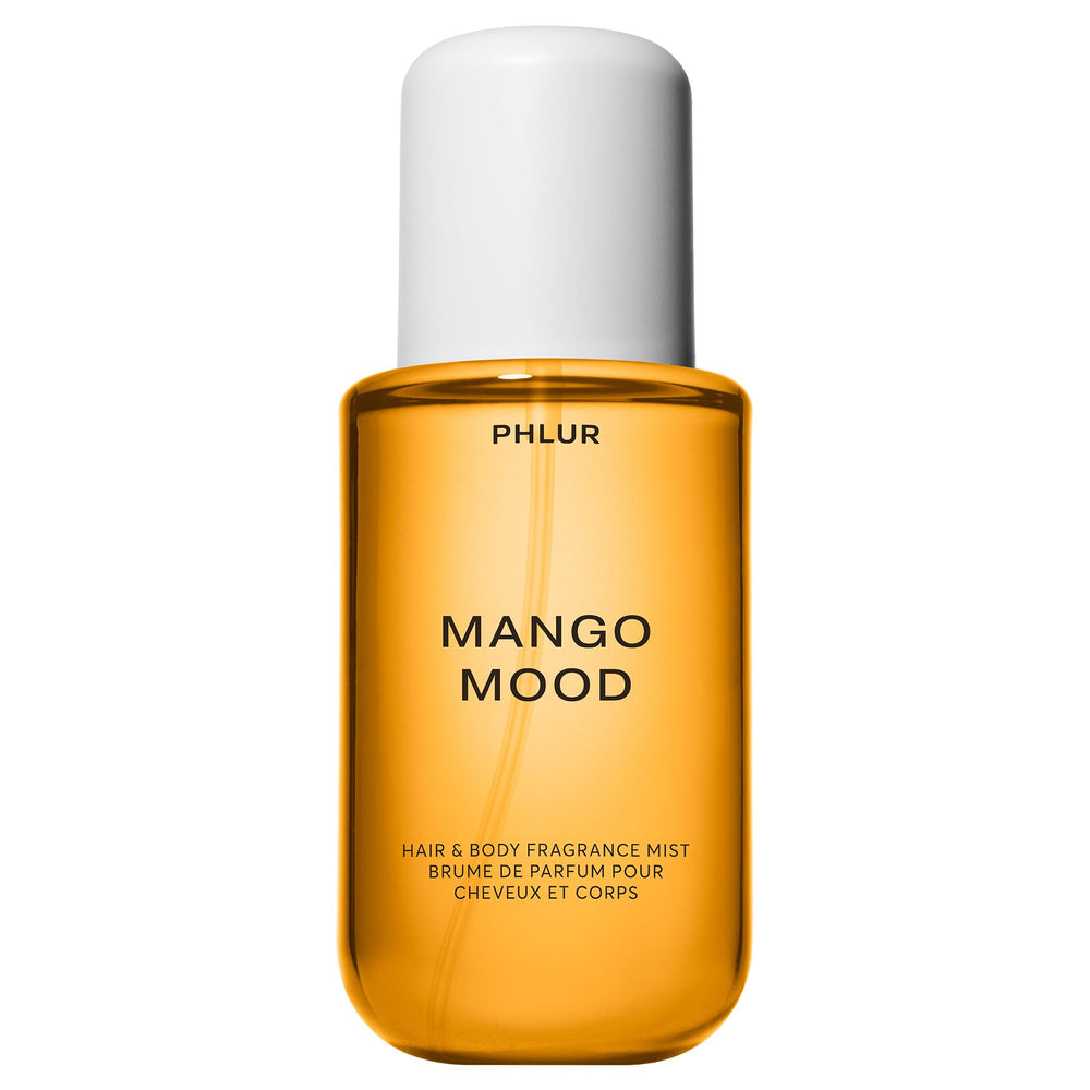 PHLUR Mango Mood front bottle showing tropical packaging and travel-friendly size