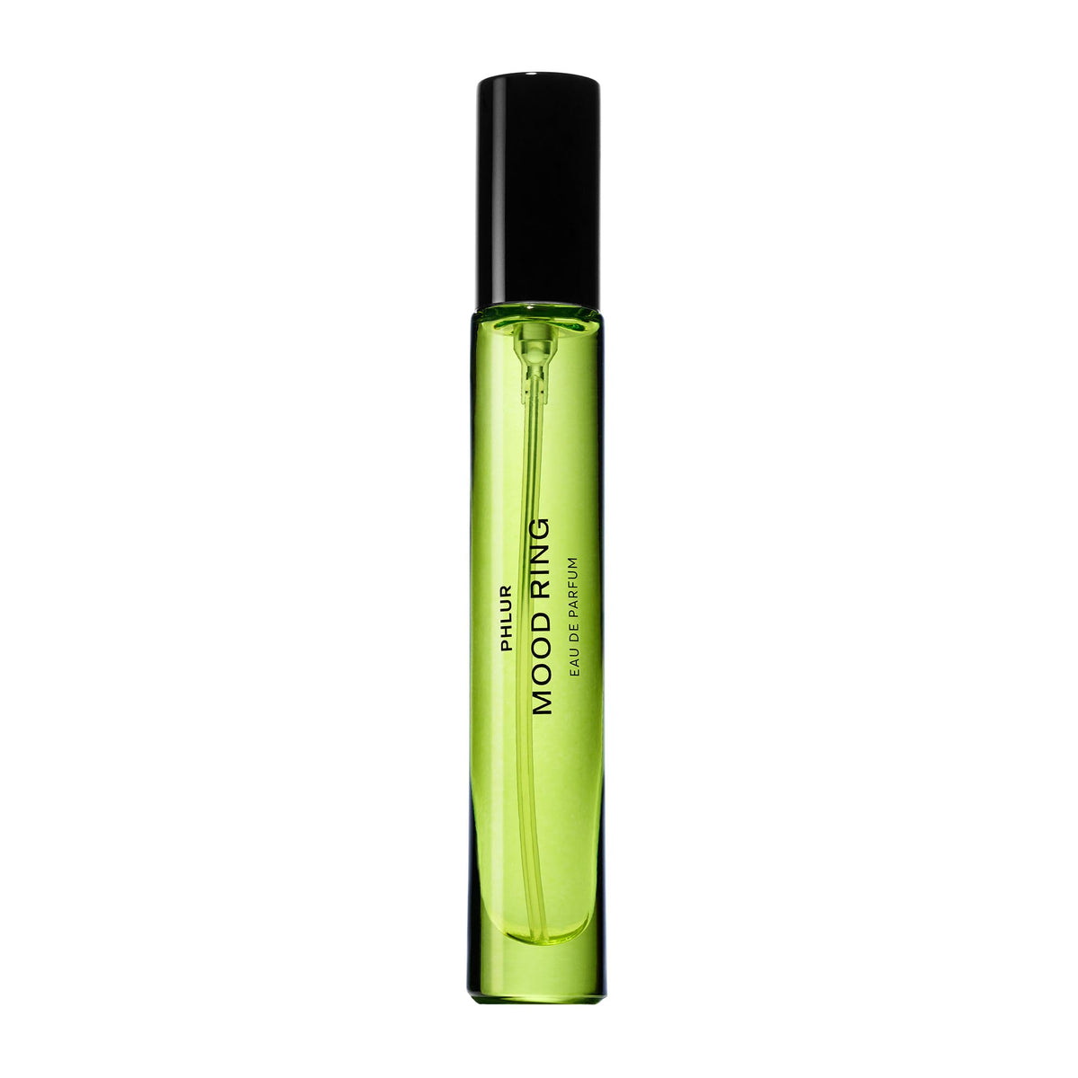 PHLUR travel-size perfume bottle front view showing sleek packaging and portability