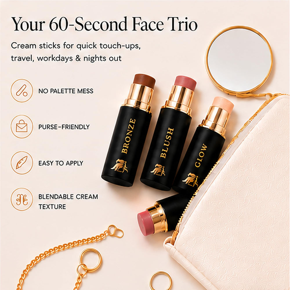 Phoenix Beauty sticks held in hand to show scale and effortless on-the-go use