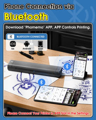 Phomemo M08F thermal print detail showing crisp stencil lines