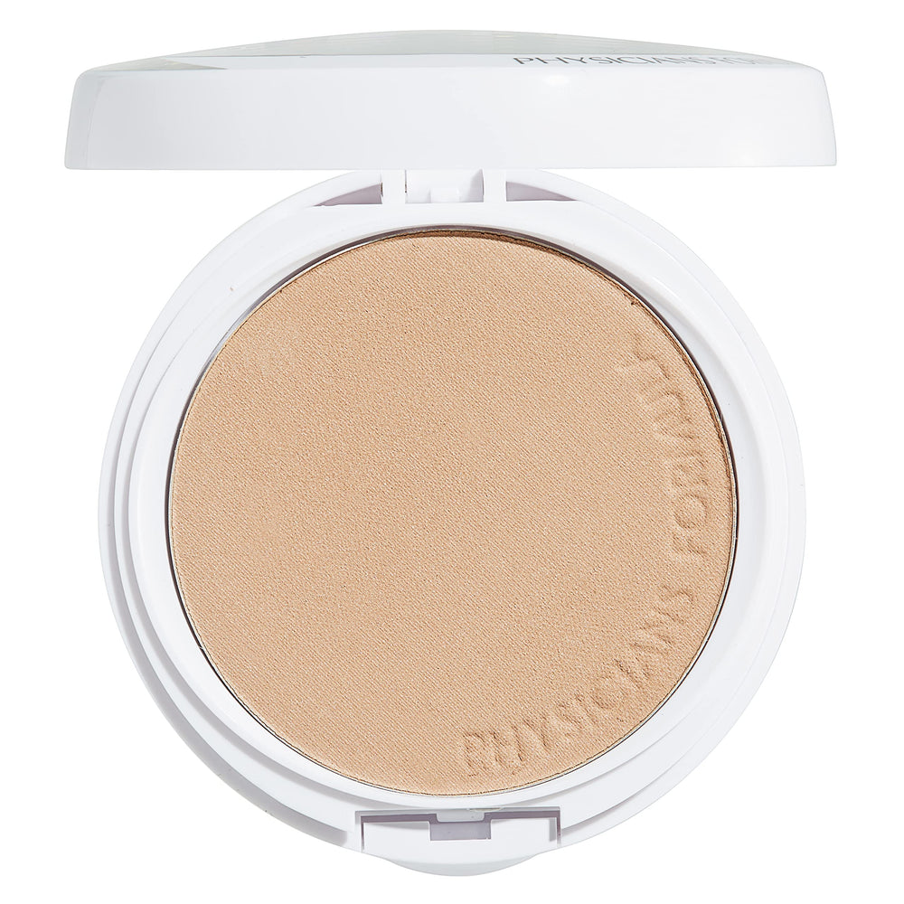 Physicians Formula powder being applied with brush for seamless coverage