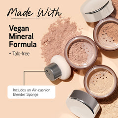 Physicians Formula powder applied on model cheek for natural satin coverage