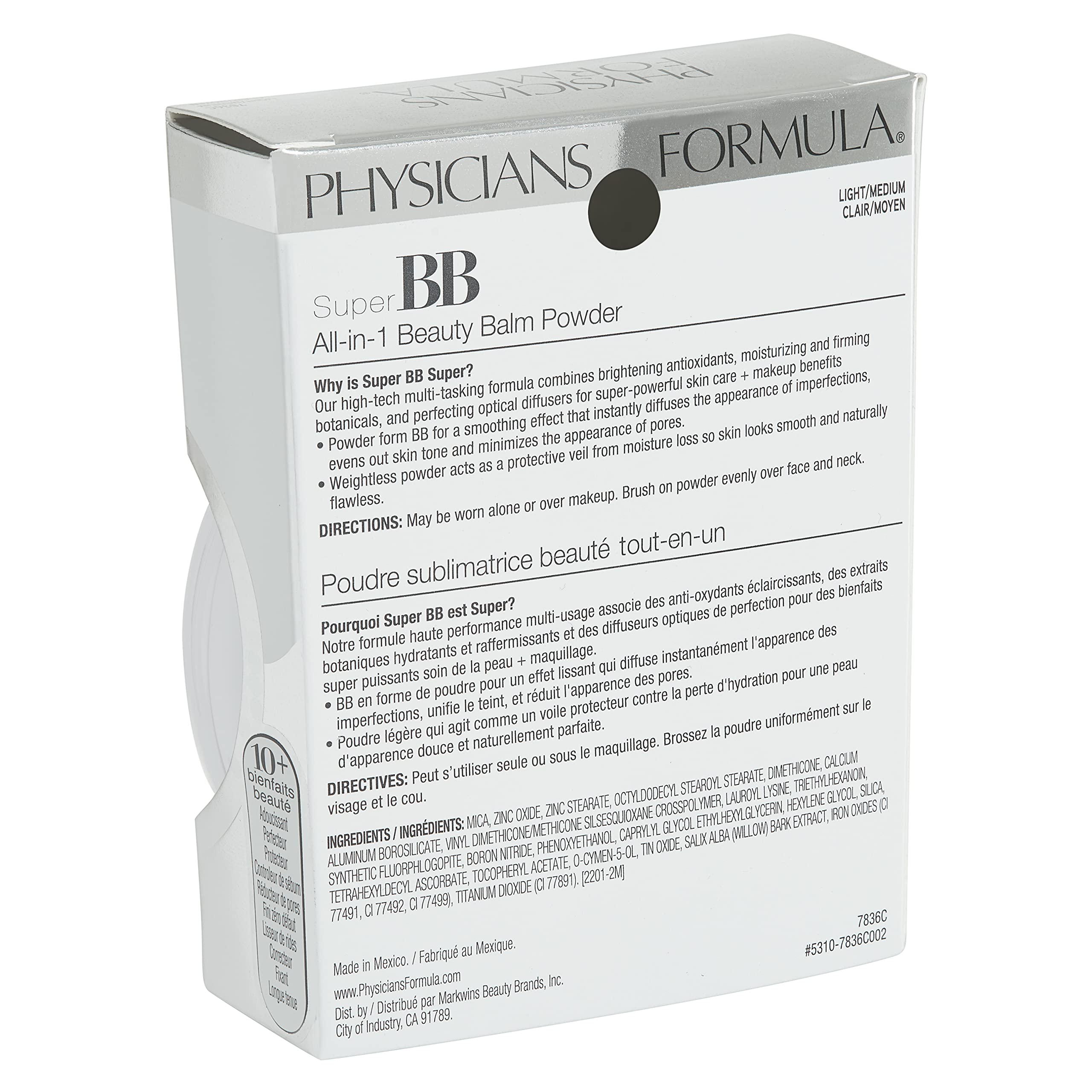 Physicians Formula product label and ingredient panel for ingredient transparency