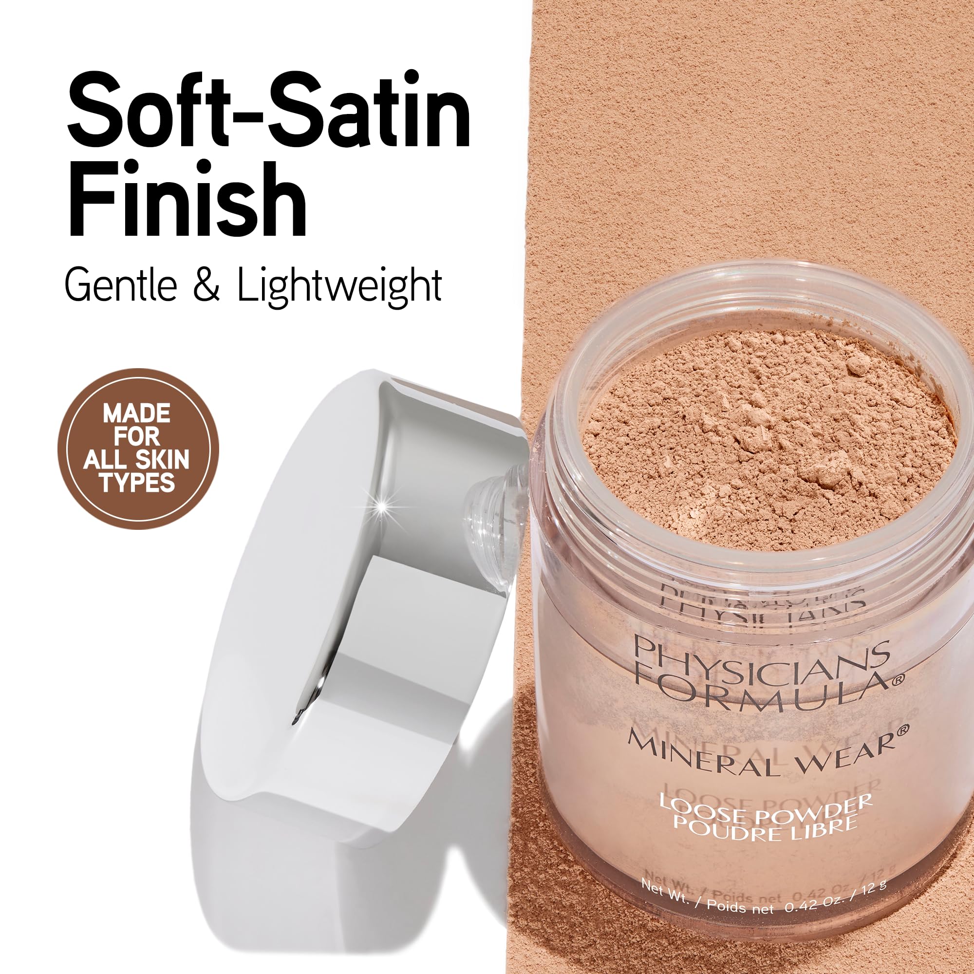 Physicians Formula close-up of powder texture highlighting smooth mineral finish
