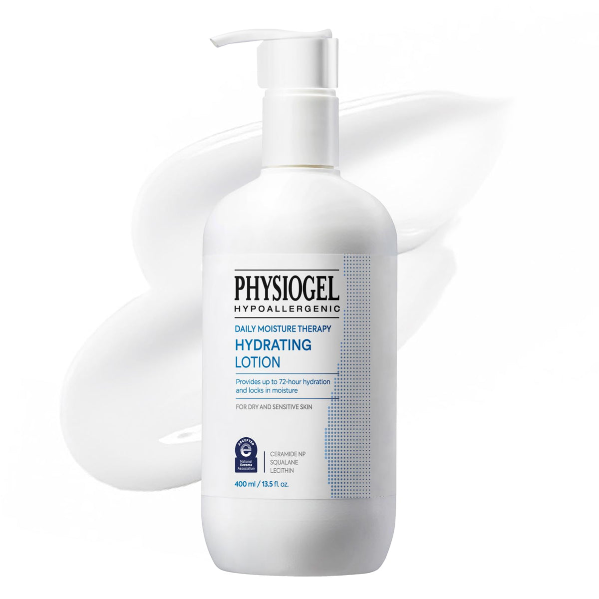 PHYSIOGEL front packaging showing label and 13.5 fl oz size, clear hydration benefit