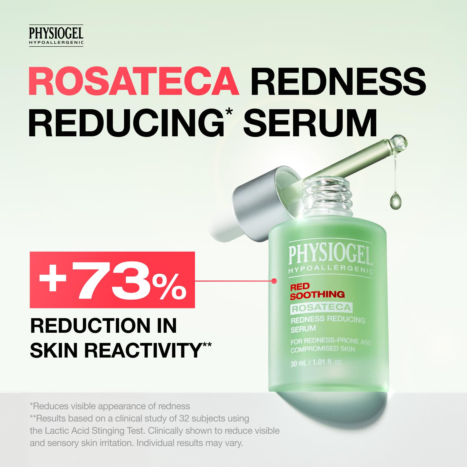 PHYSIOGEL dropper dispensing clear serum demonstrating controlled application benefit