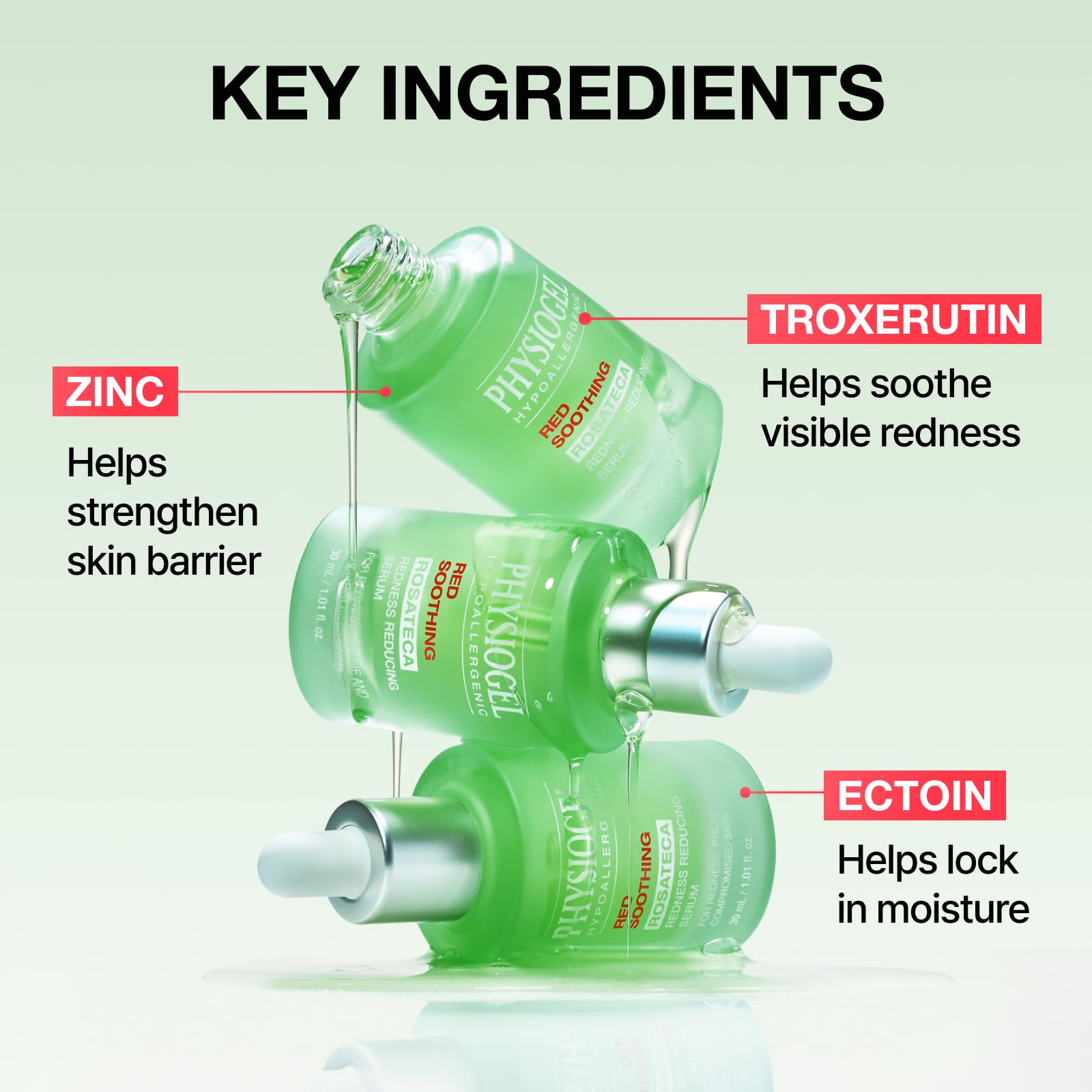 PHYSIOGEL serum layered under moisturizer illustrating compatibility and non-greasy finish