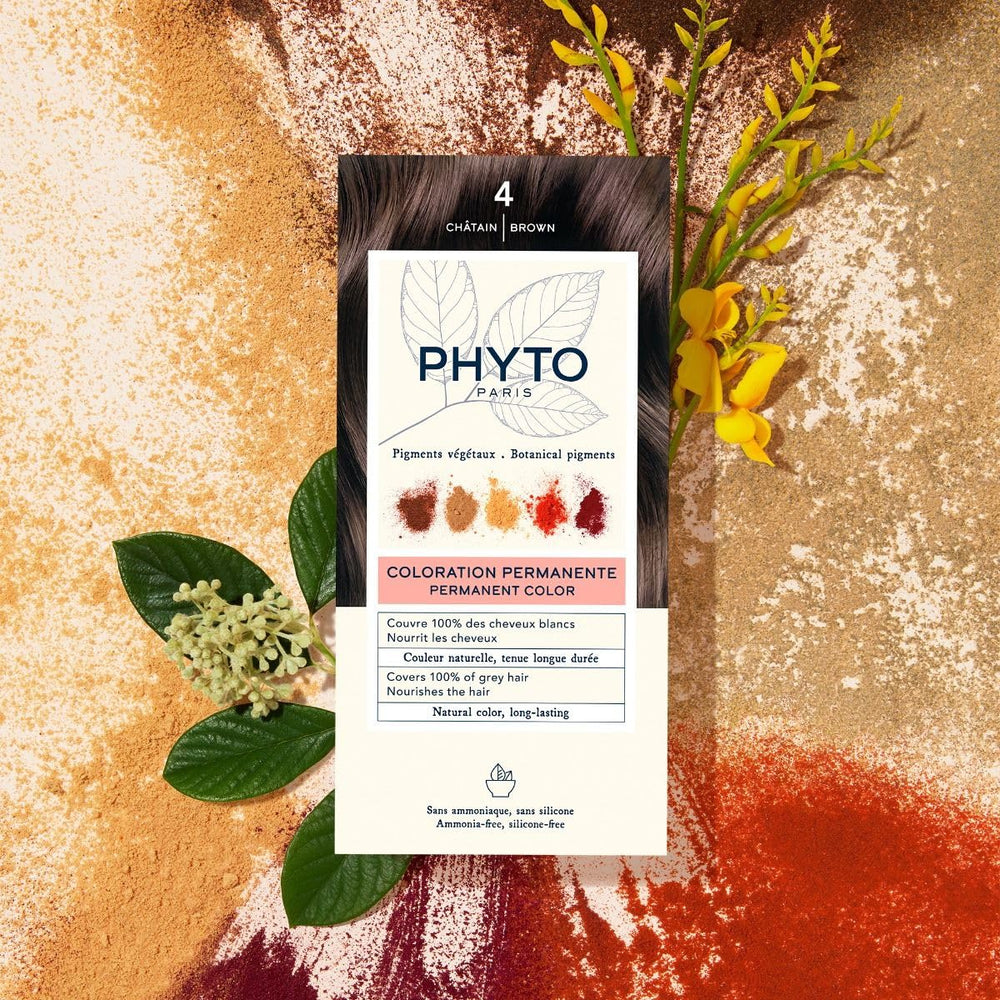 PHYTO color cream and milk developer bottles ready to mix for easy application