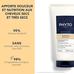 PHYTO close-up of creamy conditioner texture demonstrating lightweight hydration