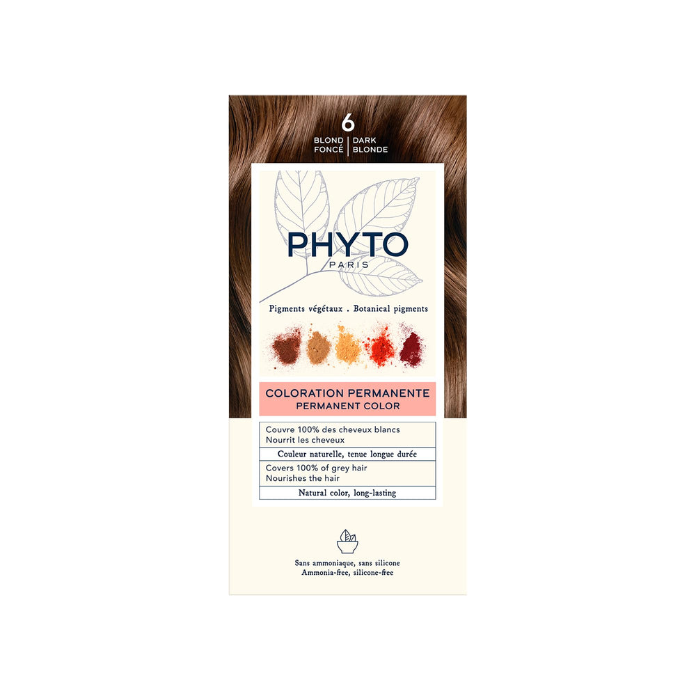 PHYTO front packaging showing 6 Dark Blonde for clear shade identification and confidence