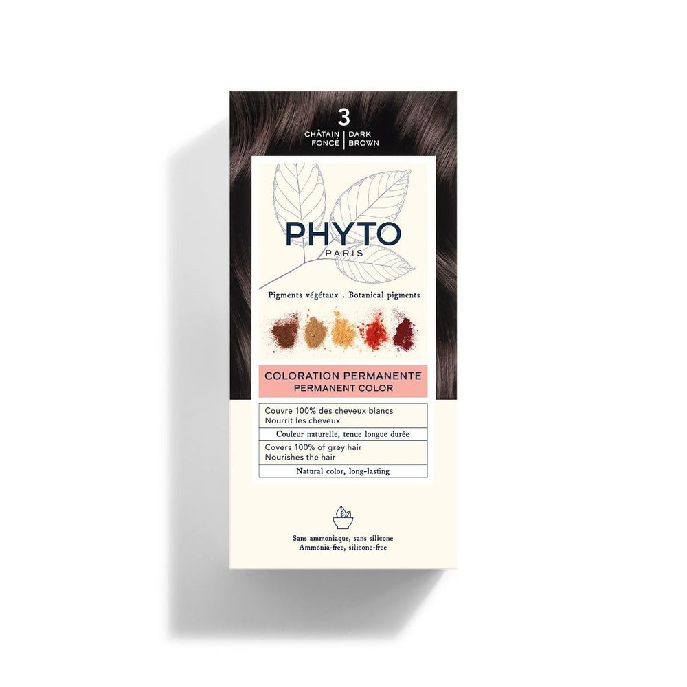 PHYTO front packaging showcasing the 3 Dark Brown kit and benefits