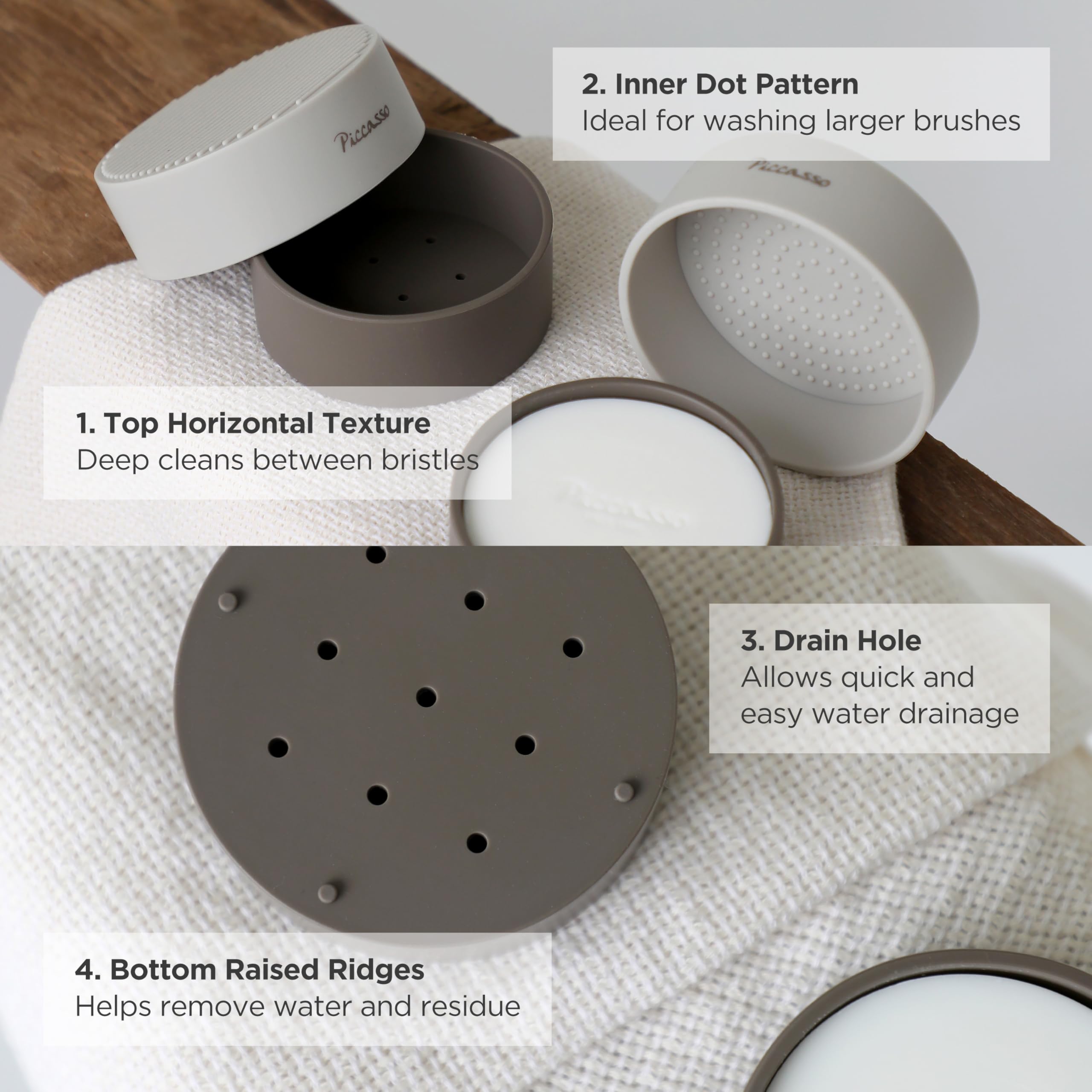 Piccasso ingredients display with oils and aloe, nourishing for bristles