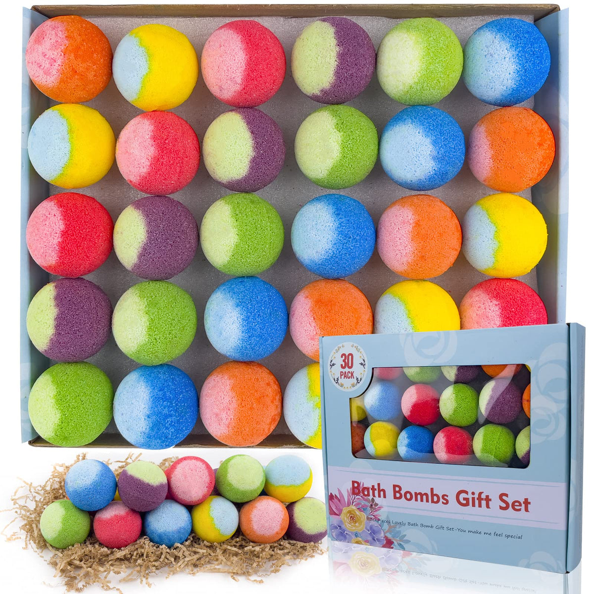 PickMora gift box showing colorful mini bath bombs and neat presentation benefit: great for gifting