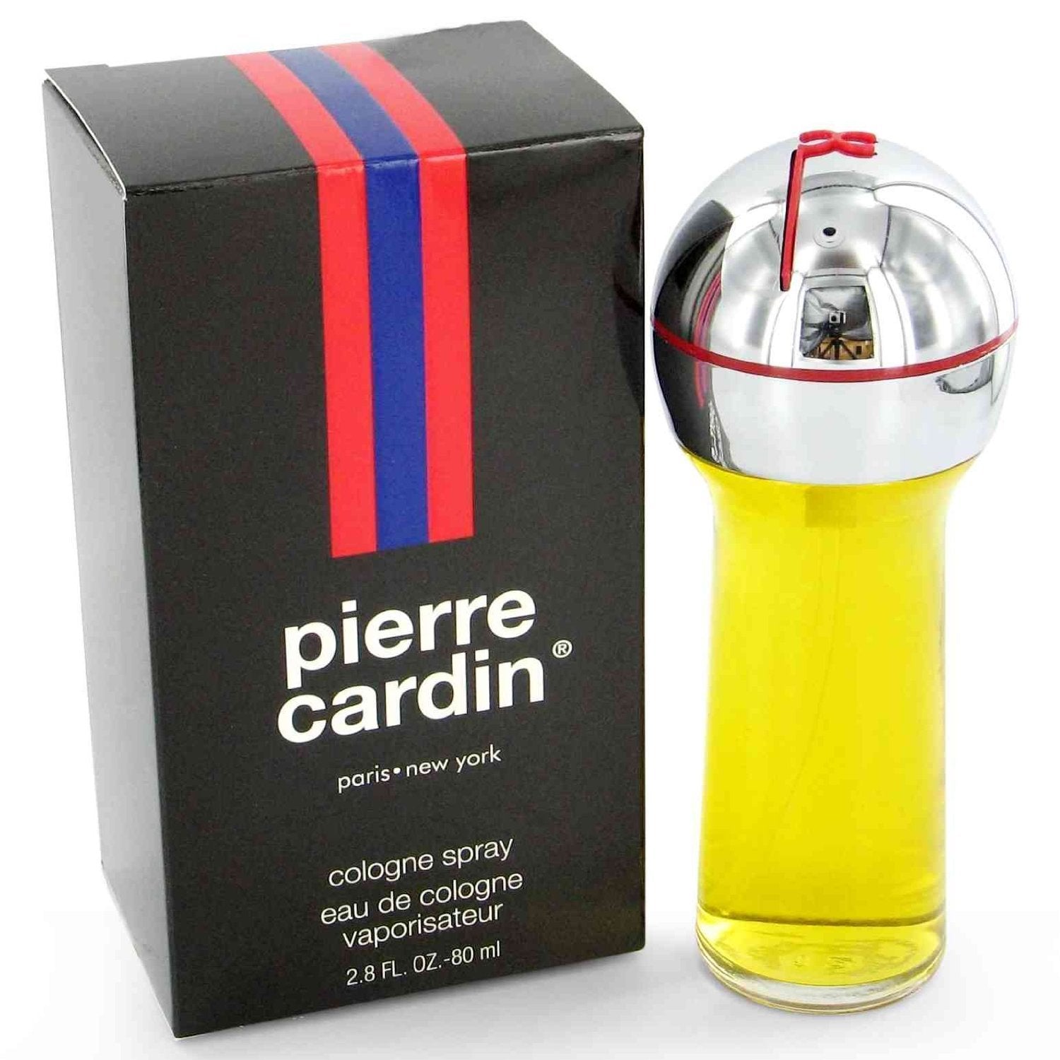 Pierre Cardin front packaging showing bottle and retail box, highlights designer quality
