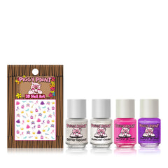 Piggy Paint two color bottles angled to show shades and easy application benefit