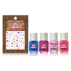 Piggy Paint four bottles arranged showing color range and fun