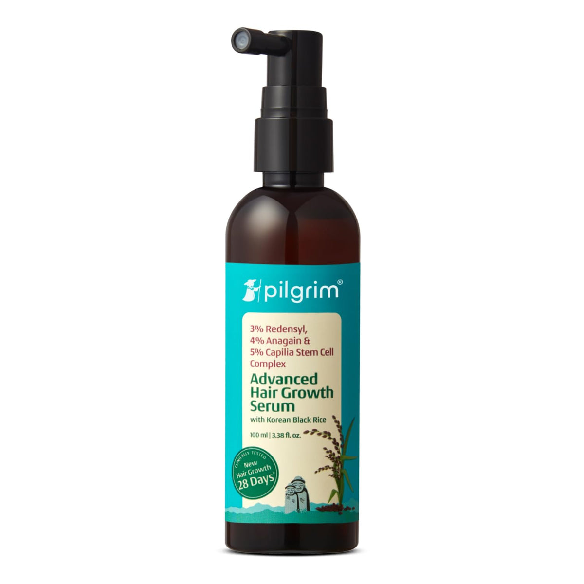 Pilgrim front bottle 100ml showing product branding and sleek packaging for trust