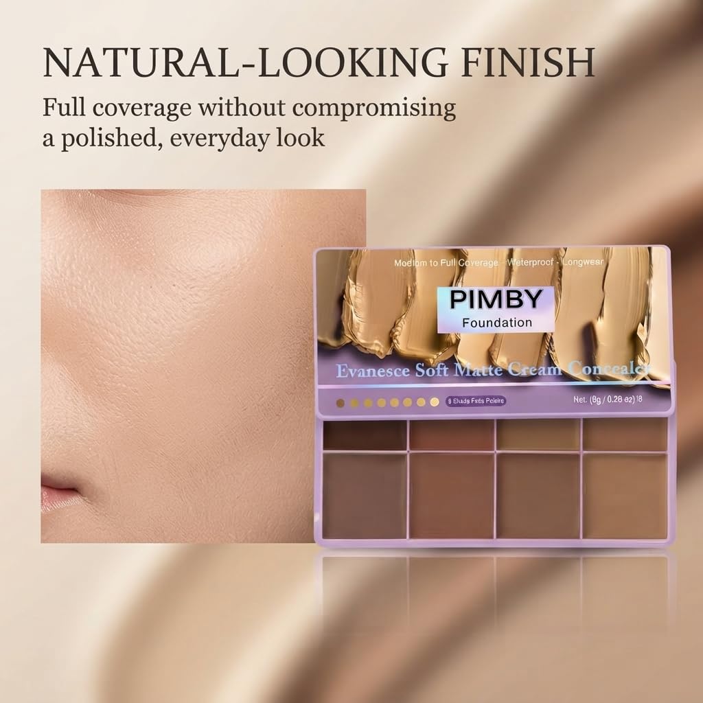 Pimby Foundation spot conceal before and after revealing even tone and discreet coverage