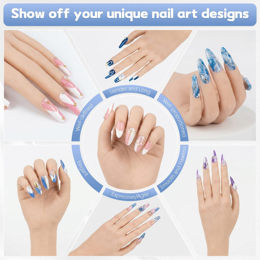Pinemajer mannequin hand set up for filming nail-art content and tutorials