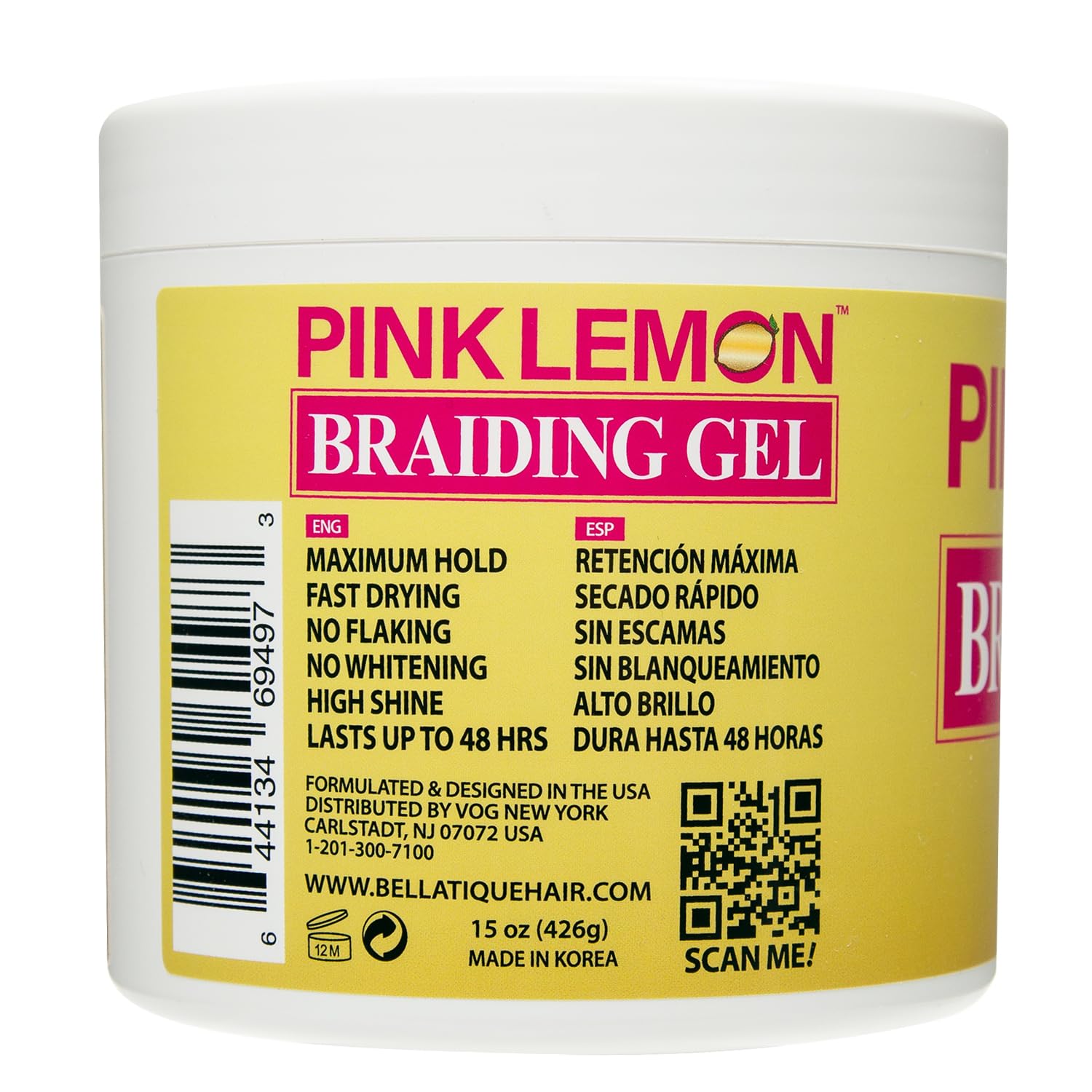 PINK LEMON packaging label and ingredient panel for informed use