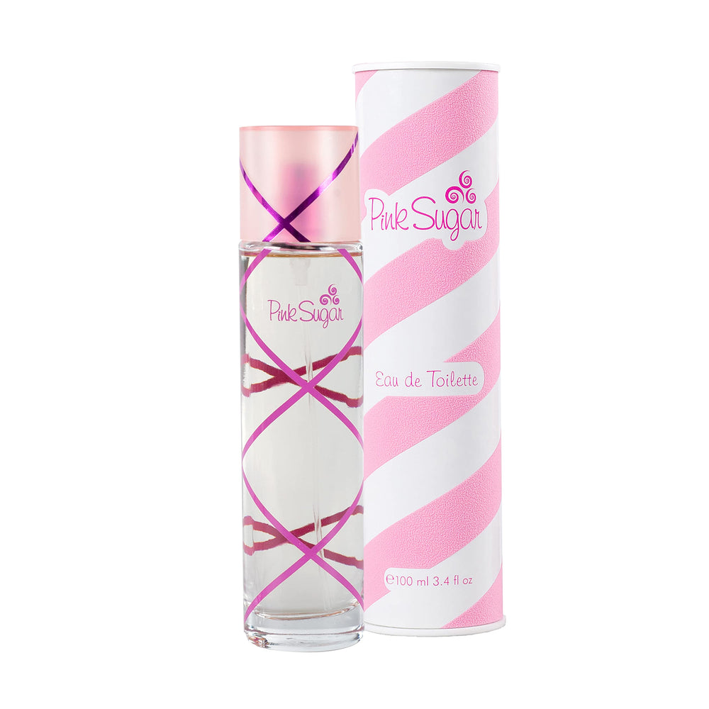 Pink Sugar bottle front view showing pink label and playful design benefits a cheerful presentation