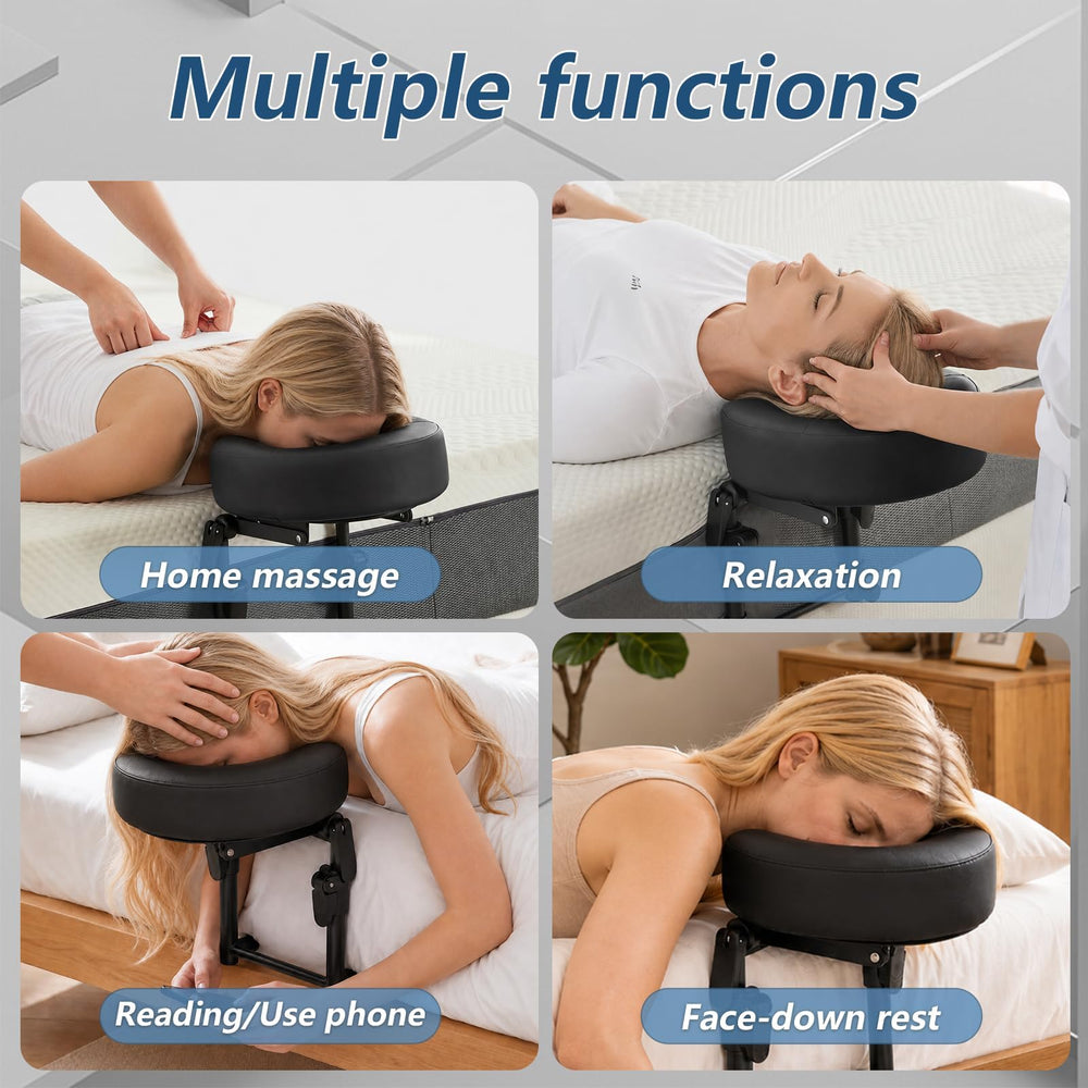Pinkaty in use on bed with person face-down showing relaxed alignment benefit
