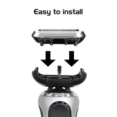 Pinkind replacement head in use on face for comfortable close shave
