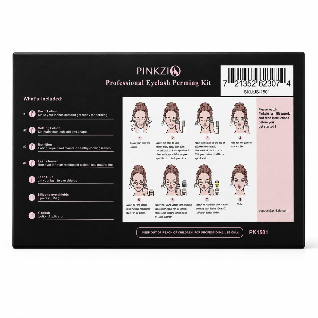 PINKZIO application tools and adapters laid out, organized kit speeds salon workflow benefit