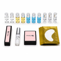 PINKZIO silicone pad collection close-up with different sizes, ensures precise lash shaping benefit