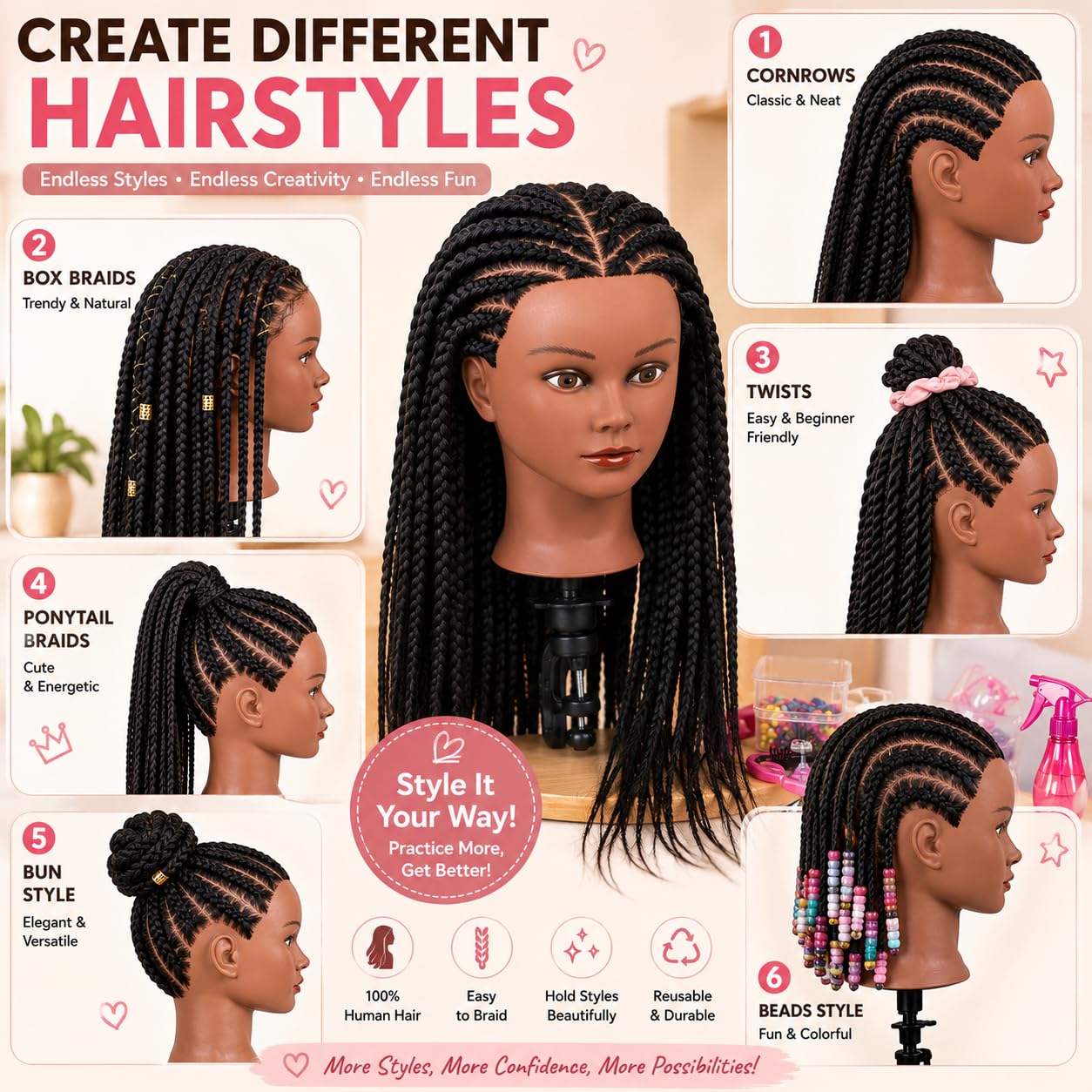 Pinzer hair strand texture close-up showing smooth real-hair feel for styling