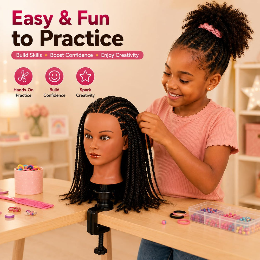 Pinzer mannequin in use while braiding, demonstrating training and skill building