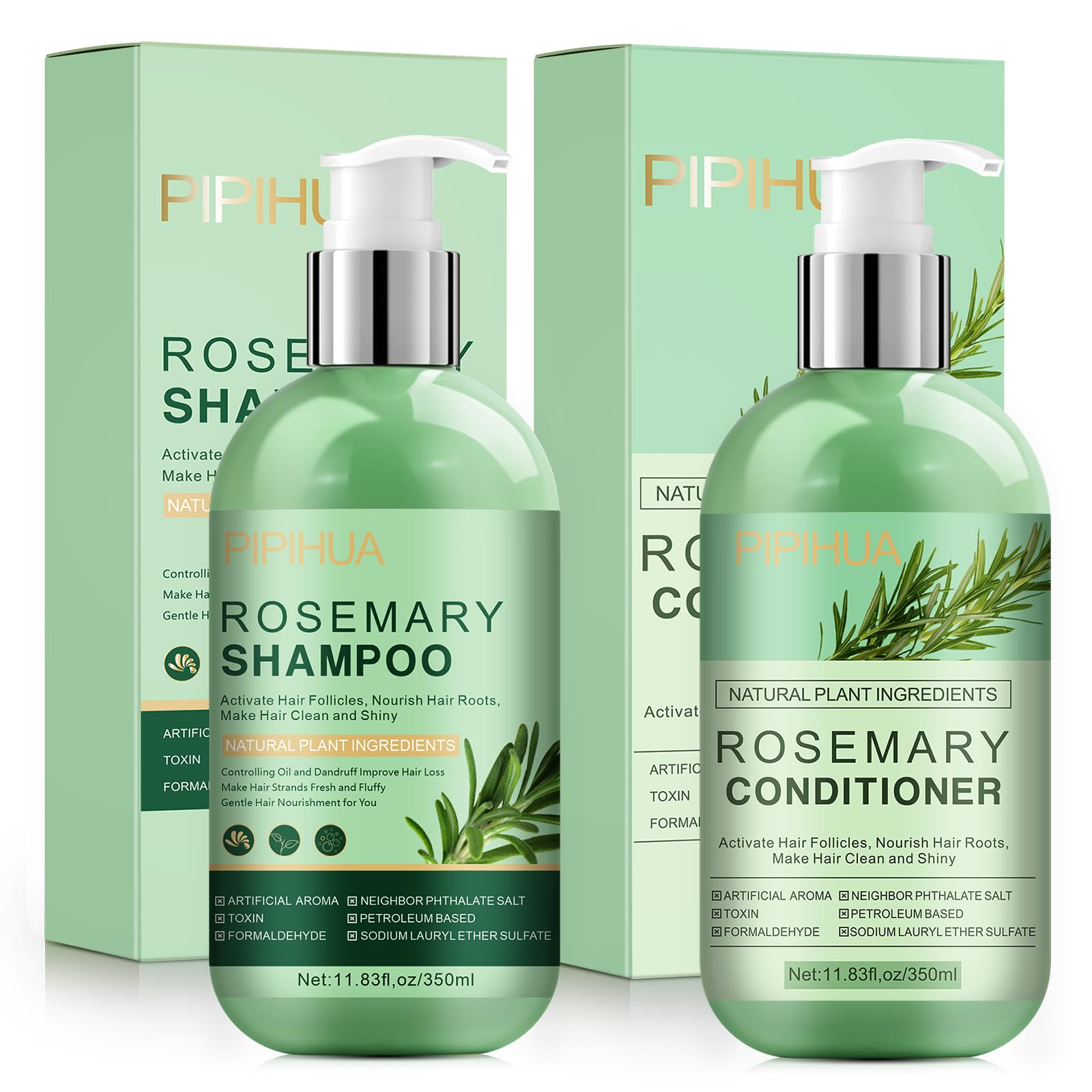 PIPIHUA front packaging of rosemary hair growth set showing product benefits