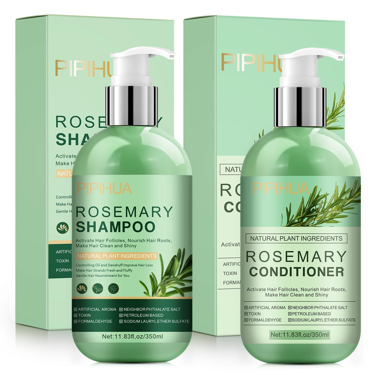 PIPIHUA front packaging of rosemary hair growth set showing product benefits