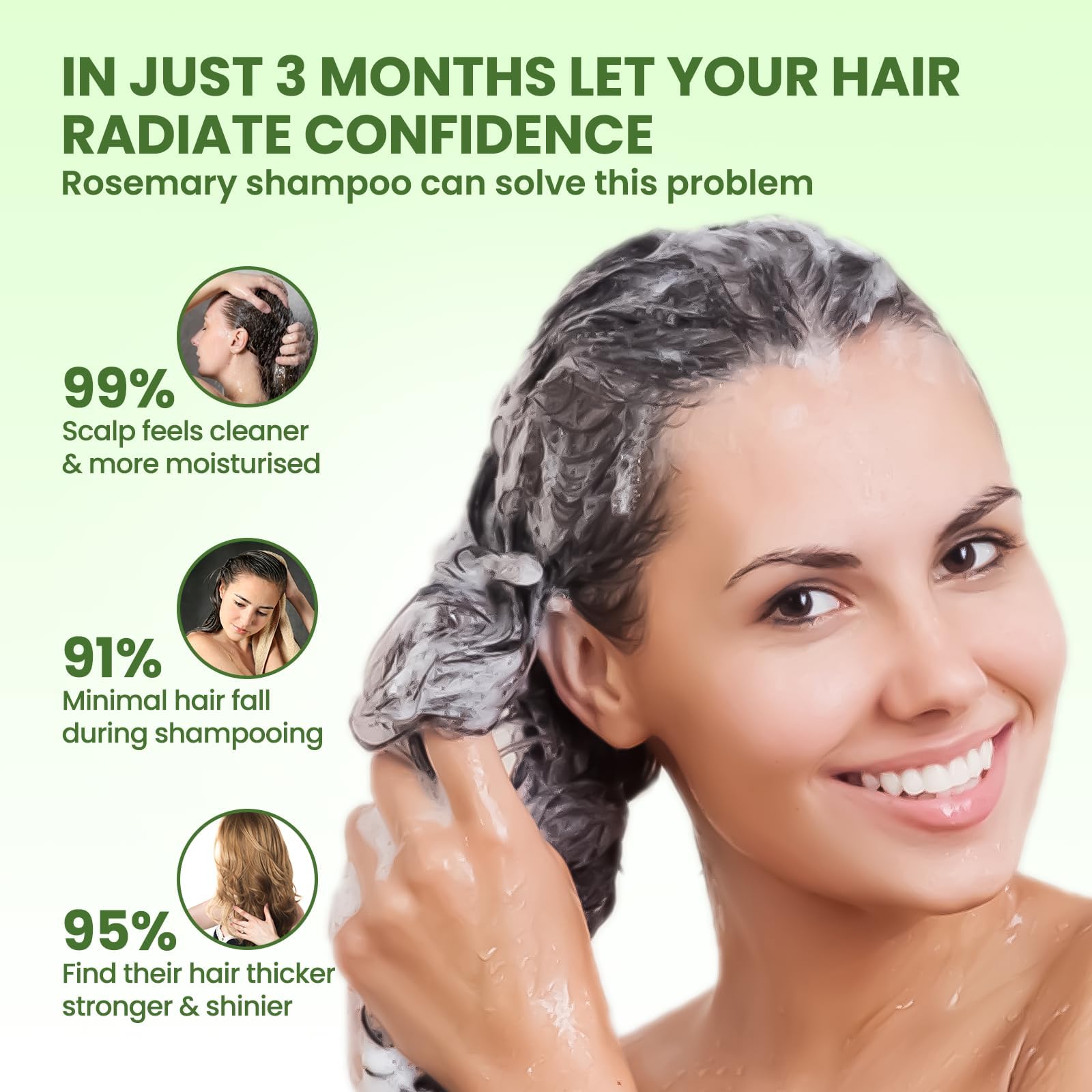 PIPIHUA lathered foam on hair showing effective cleansing and shine
