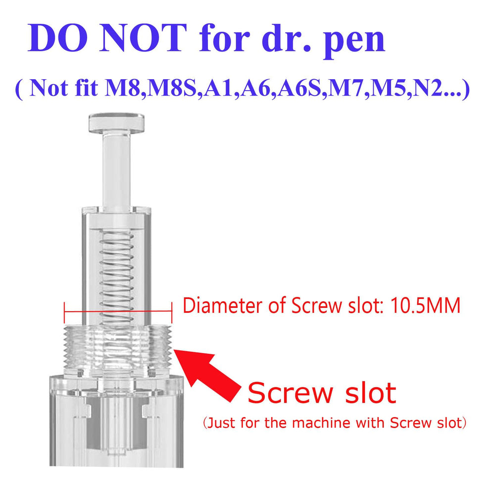 PIPM cartridge attached to a derma pen in use demonstrating easy screw‑slot installation