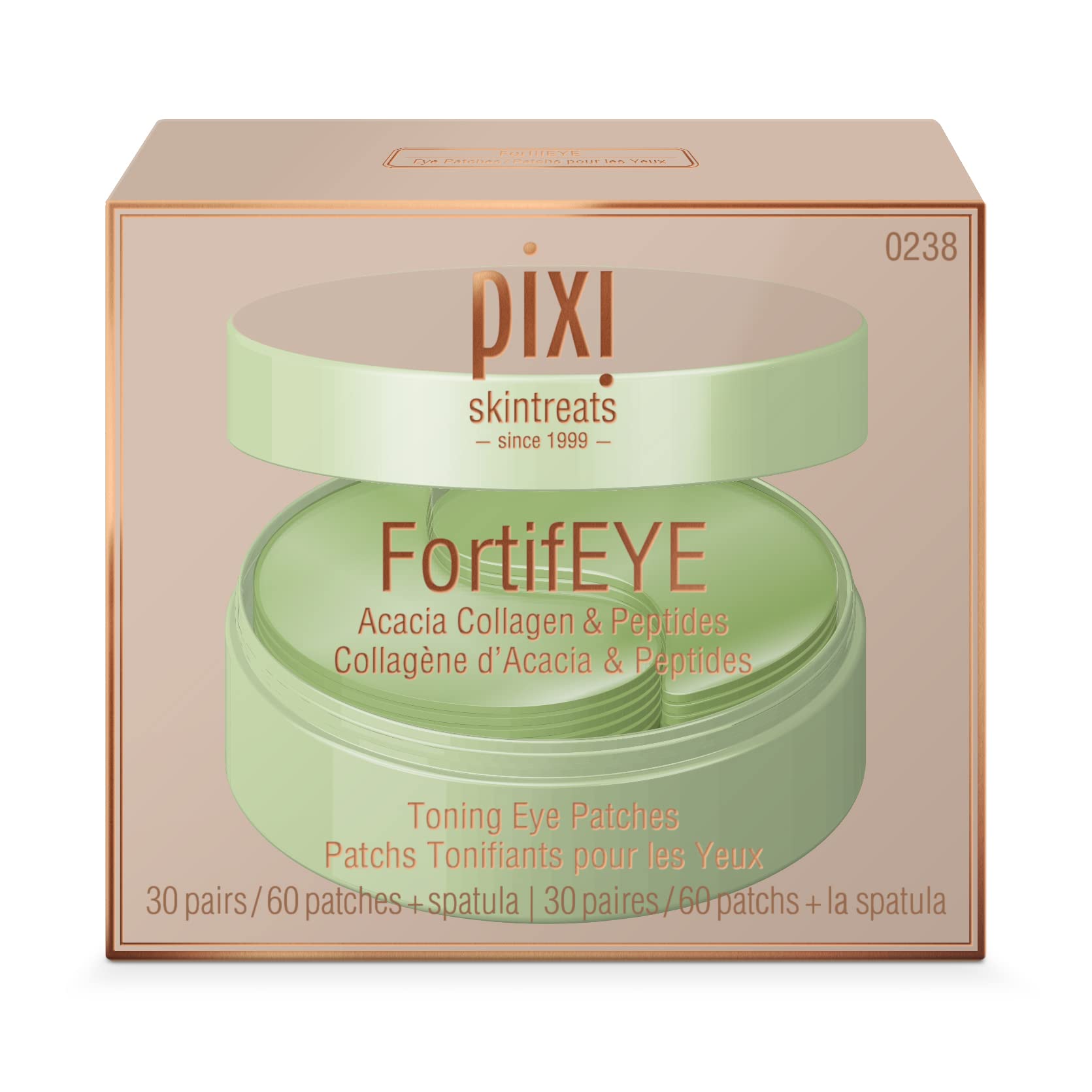 Pixi FortifEYE on bathroom vanity suggesting quick morning skincare boost