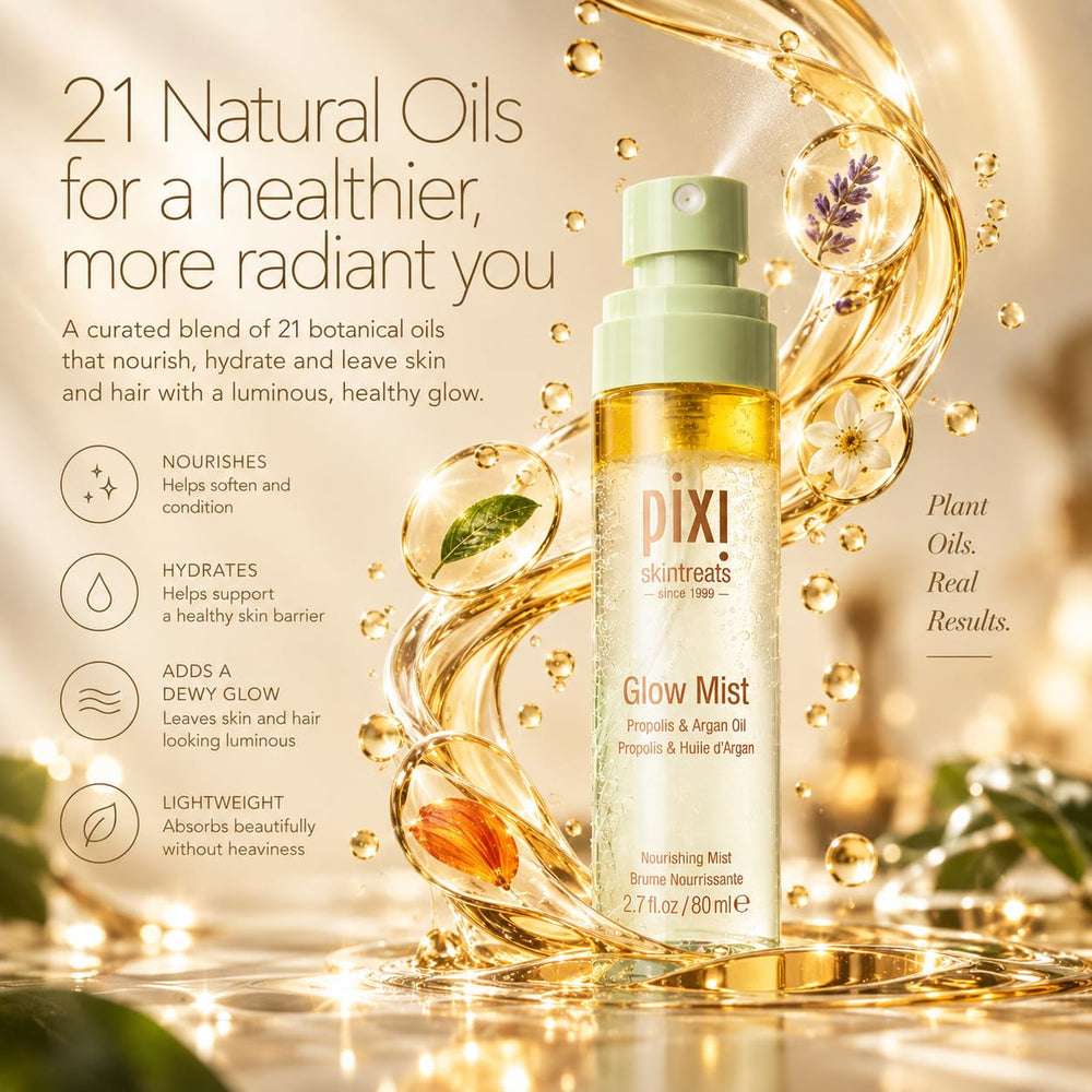 Pixi bottle label close-up highlighting ingredients and clean formula
