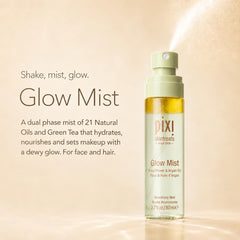 Pixi mist spraying onto face demonstrating instant hydration benefit
