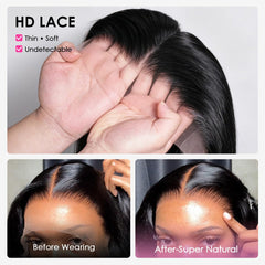 Pizazz hairline close-up with baby hairs showing immediate natural look benefit