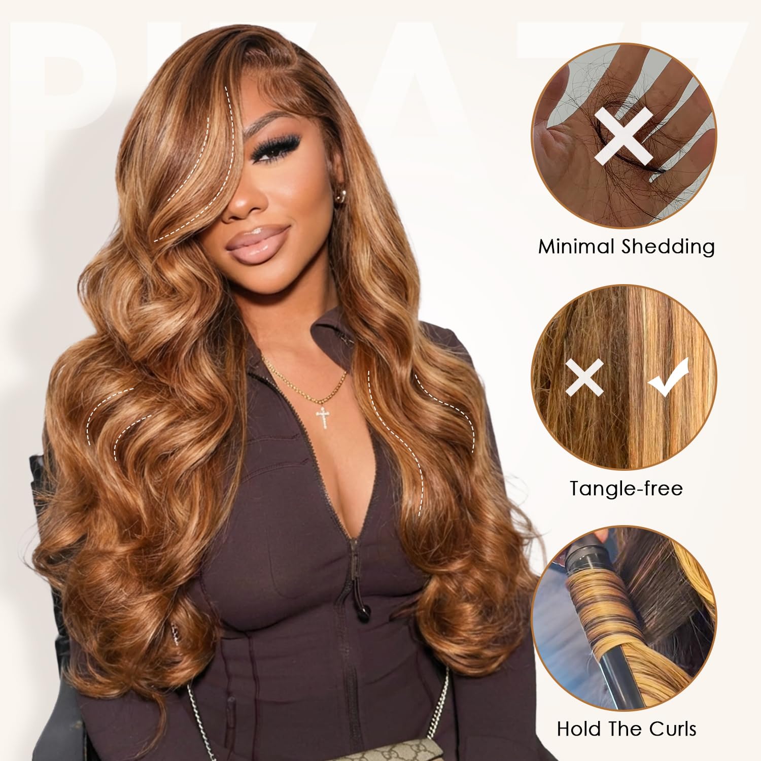 Pizazz wig worn in lifestyle scene illustrating wearable everyday style