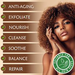 Plant Guru arranged ingredients display showing plantain ashes and shea butter benefits