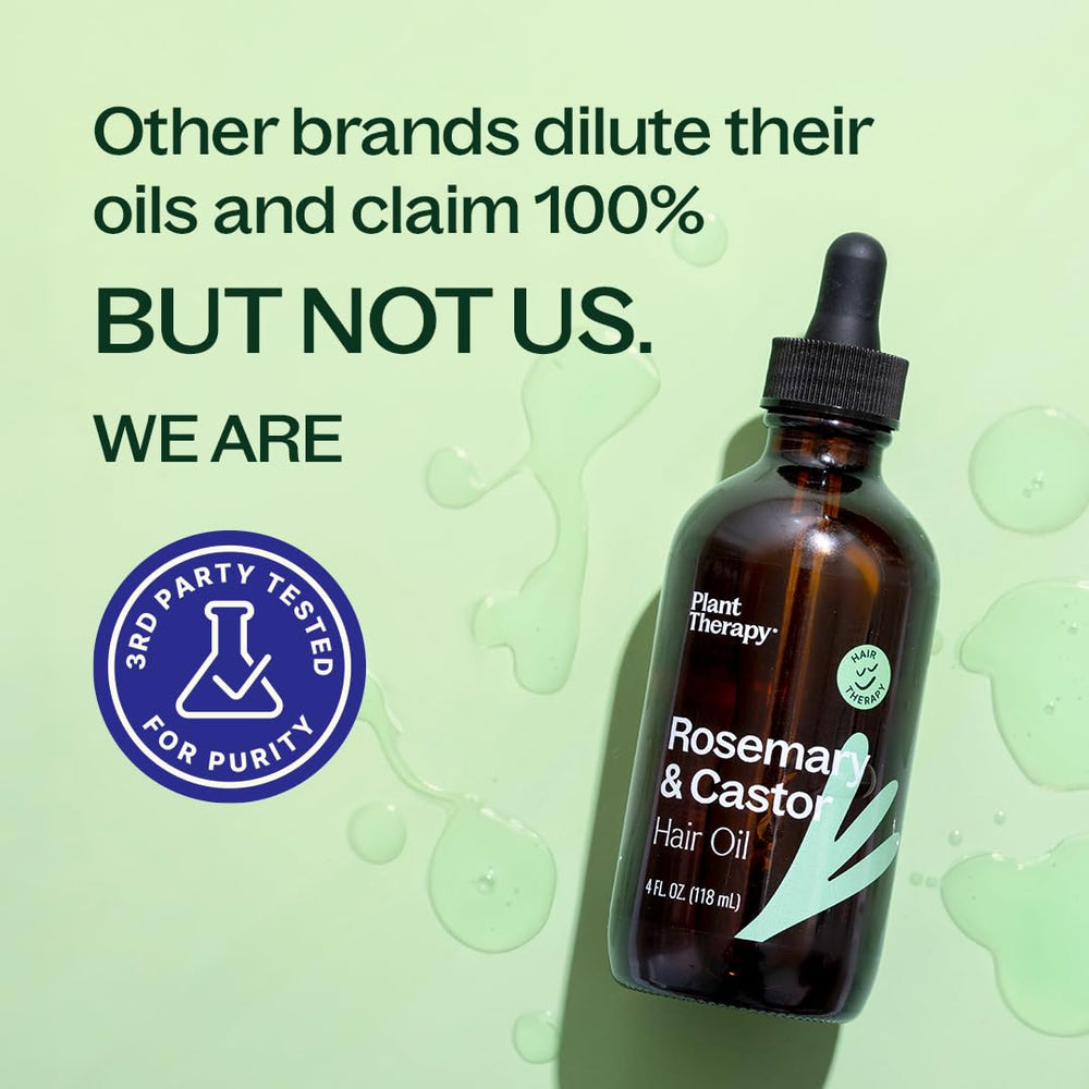 Plant Therapy applying oil to hair roots to support healthier scalp benefit