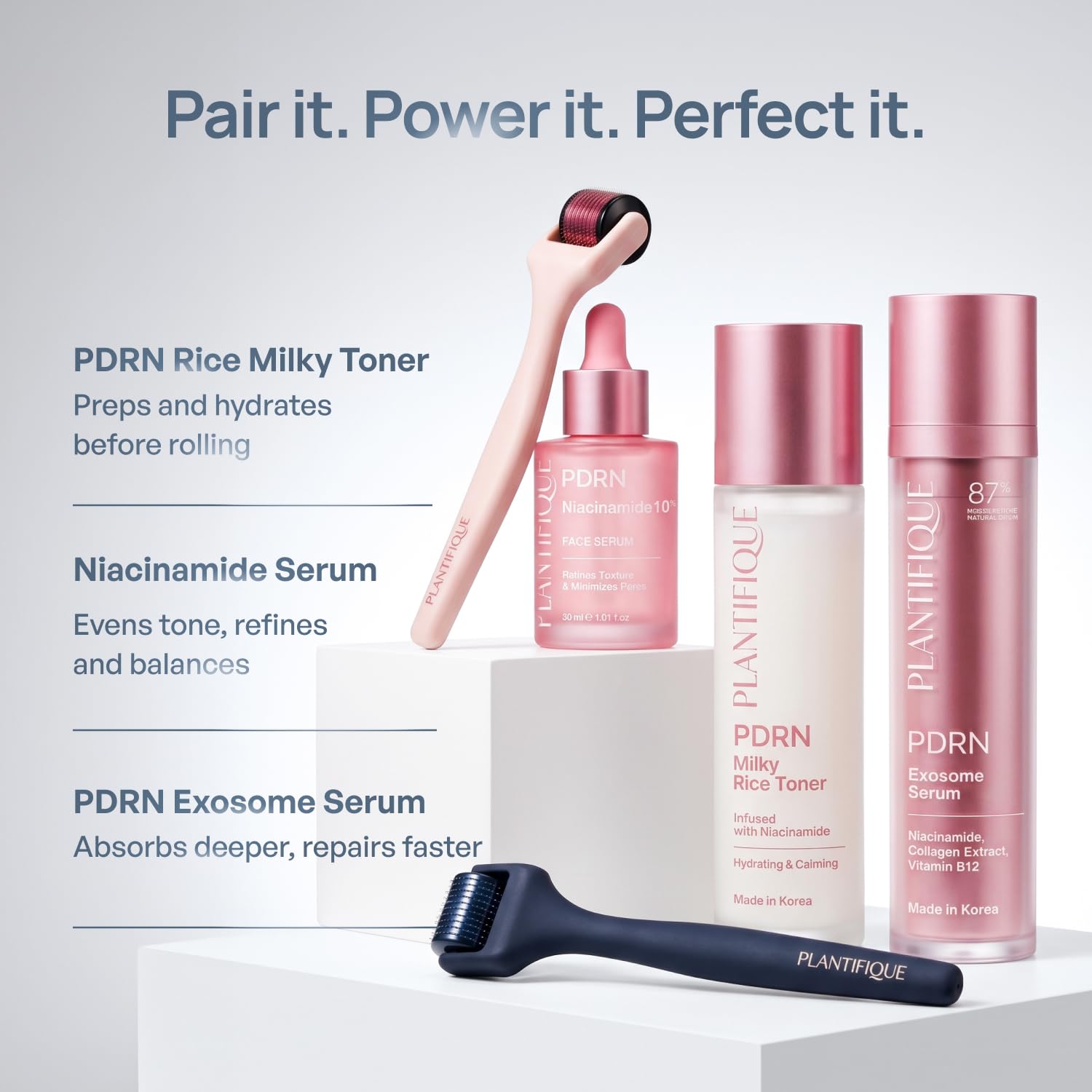 PLANTIFIQUE derma roller beside coin showing compact size for travel benefit