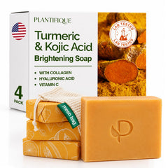 PLANTIFIQUE bar front packaging showing kojic turmeric benefits