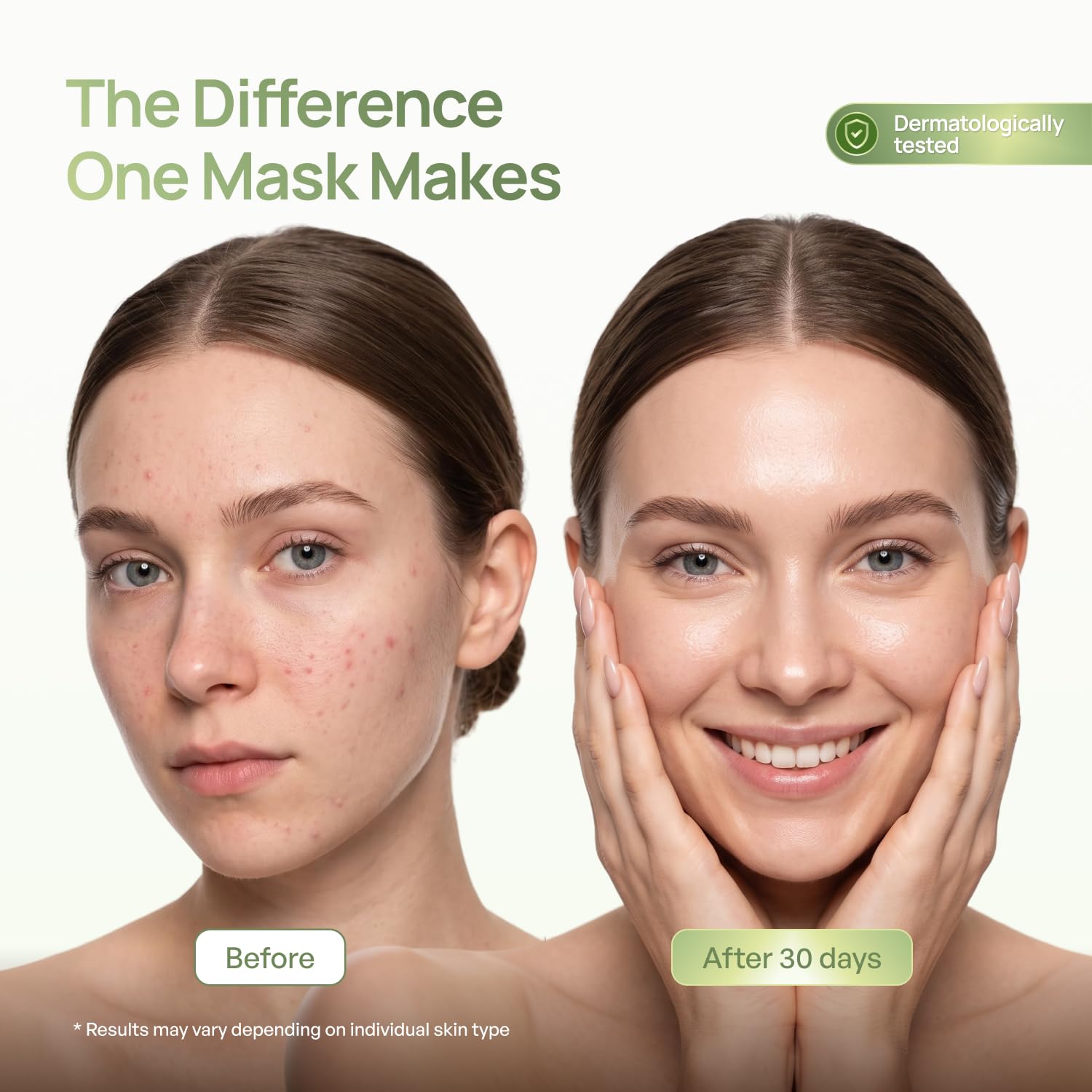 PLANTIFIQUE mask applied to cheeks in routine demonstrating pore-cleansing effect