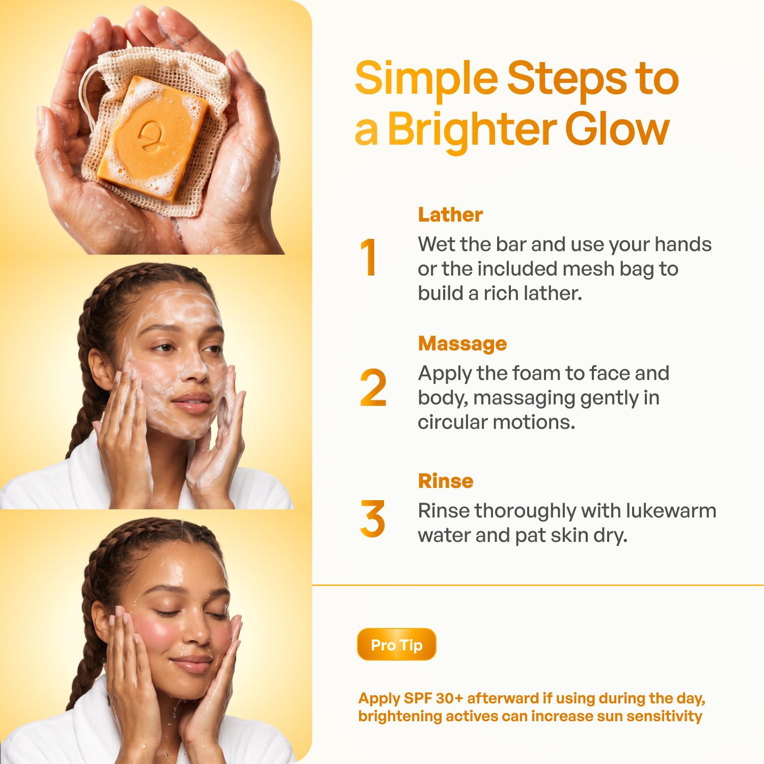 PLANTIFIQUE applying soap around neck and jawline for even tone